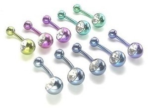 14g Double Jewel Titanium Curved Barbell