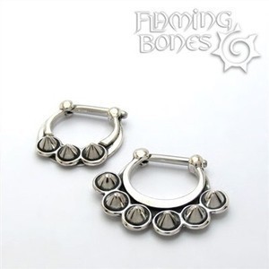 Sterling Silver Septum Klikr with Spike / Cones and Surgical Steel Post