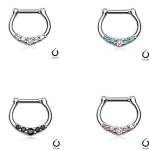 16g Septum Clicker - with Five Small Gems