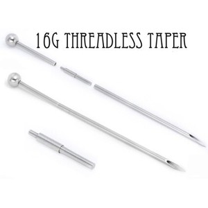 16g Threadless Taper for Internally Threaded Body Jewelry