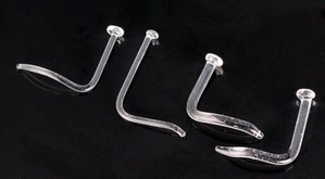 20g to 14g - Clear Glass Nostril Retainer