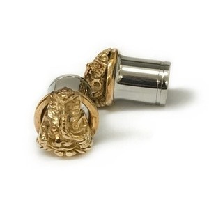 316LVM Steel Eyelet with Gold Plated Sterling Silver Ganesha Figure