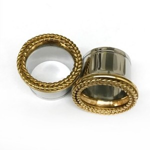 316LVM Steel with Gold Plated Silver Classic Braided Accent Eyelets