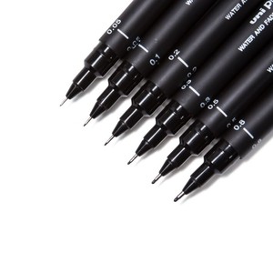 Black Drawing Pens - Set of 6 with Assorted Tips