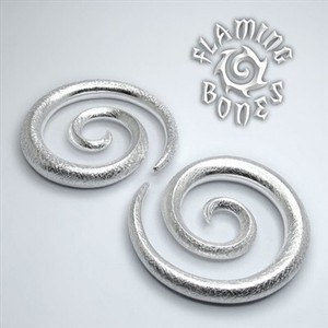 0g Textured Silver Plated Spiral Ear Weights