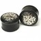 Black Dogwood Plugs with Ornate Silver Pattern - PBDS28