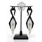 Black Water Buffalo Horn Birkana Lattice Hooks with Silver Accents and Display Stand