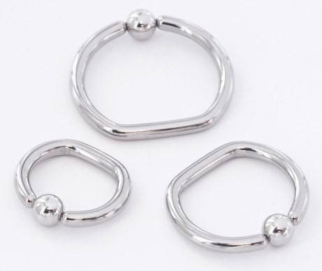 captive bead ring, 14 gauge, 14g, D shaped body jewelry, nipple jewelry, be...
