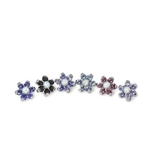14g - 12g Titanium Flower with Jeweled Petals for Internally Threaded Jewelry - 6.7mm