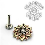 14g Chandi Mandala Mixed Metal Threaded Ends With Accent for Internally Threaded Body Jewelry