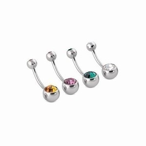 14g Curve Steel Barbell with 5mm and 8mm Double Jeweled Balls