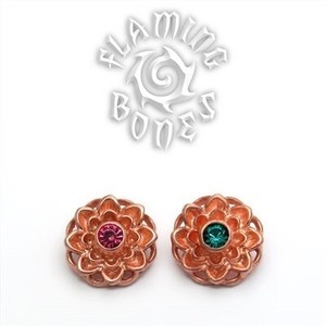 14g Gold Plated Sterling Silver Lotus Threaded Ends With Accent for Internally Threaded Body Jewelry