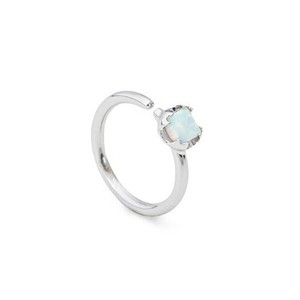 16g 3/8”  Seamless Annealed Steel Ring with 3.5mm White Opal Square Gem