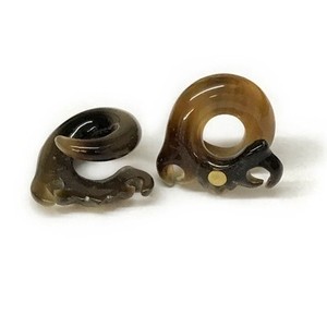 2g Borneo Black Flower Loops in Tortoise Water Buffalo Horn and Brass