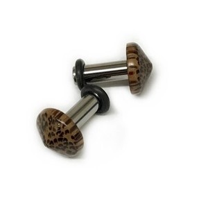 316LVM Steel Plug with Coconut Wood Dome