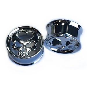 316LVM Steel Skull and Heart Double-Flared Eyelets