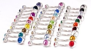 50 pc Double Jeweled Belly Curve Barbell Package