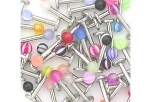 50 piece 14g 3/8" Labret with Acrylic Ball Package