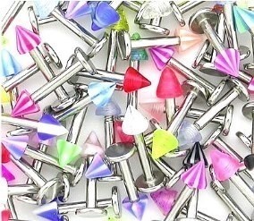 50 piece 14g 3/8" Labret with Acrylic Spike Package
