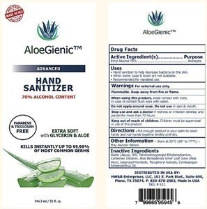 AloeGienic Hand Sanitizer Gel – 1 Gallon with Pump
