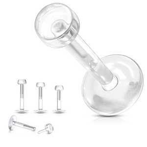 Bio Flex 14 & 16 Gauge Clear Piercing Retainer with 3mm Removable Push-In  Top
