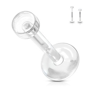 Bio Flex 14 & 16 Gauge Clear Piercing Retainer with 3mm Removable Push-In Top