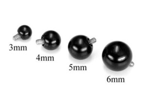 BlackArt Titanium Replacement Ball Top for Internally Threaded Body Jewelry