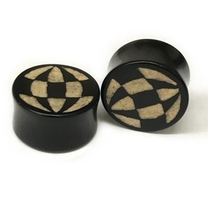 Black Dogwood Plugs with Coconut Dust Inlay - Style 2