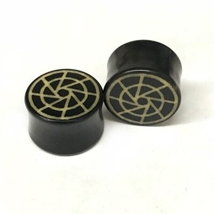 Black Dogwood Plugs with Coconut Dust Inlay - Style 6