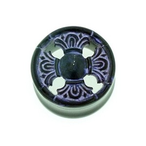 Black Water Buffalo Horn with Lacquer Inlay Lattice Eyelets - Style EHL13