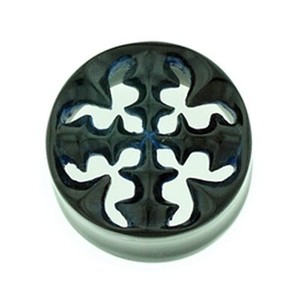 Black Water Buffalo Horn with Lacquer Inlay Lattice Eyelets - Style EHL8