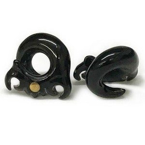 2g Borneo Black Flower Loops in Black Water Buffalo Horn and Brass