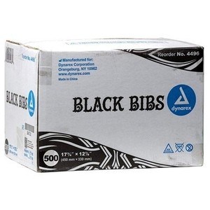 Dynarex Brand Black Dental Bibs/Lap Cloths - Case of 500