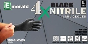 Emerald 4X Black Nitrile Gloves - 4 Mil