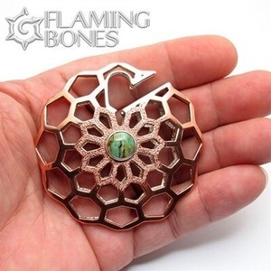 Hex-Dala Lattice Ear Weights in Mixed Metals with Gem Accent - Style 2