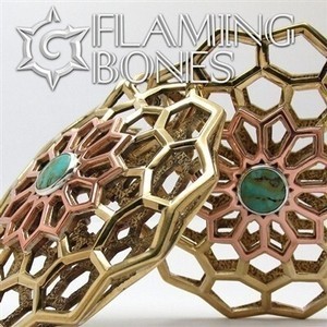 Hex-Dala Lattice Ear Weights in Mixed Metals with Turquoise Gem Accent