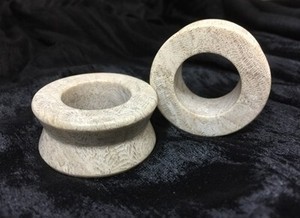 Hourglass Eyelets in “Smoke” Grey Fossilized Coral
