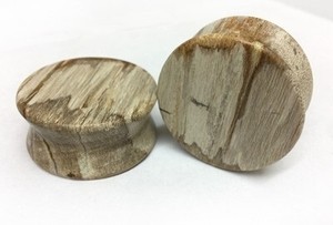Hourglass Plugs in “Cream” Gold Fossilized Wood - 1-3/8"
