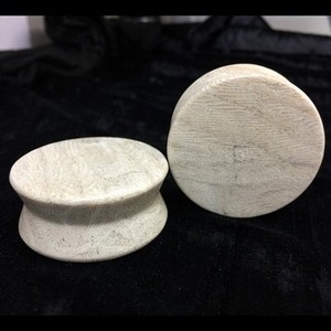 Hourglass Plugs in “Whiff” Grey Fossilized Coral