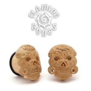 Javanese Coffee Wood Day of The Dead Mask Plugs