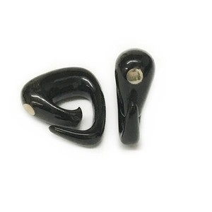 Long Tri-rals in Black Water Buffalo Horn with Silver