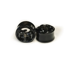 Negative Space Eyelets Black Water Buffalo Horn with Silver - Style 11
