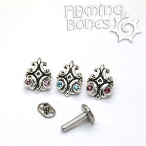 Nouveau 4 - 14g Threaded Ends with Faceted Gems in Sterling Silver