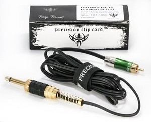 Premium Pro Design Tattoo RCA Cable With Green Phono Plug