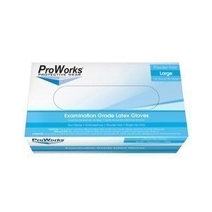 ProWorks White Latex Exam Gloves - 5 mil