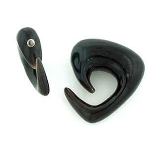 Short Tri-rals in Black Water Buffalo Horn with Silver