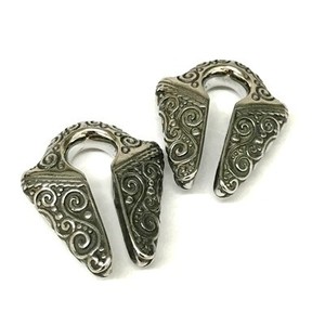9/16" Surgical Stainless Steel Filigrana Ear Weights with Patina