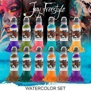 World Famous Tattoo Ink - Jay Freestyle Watercolor Ink Set - 12 Bottles