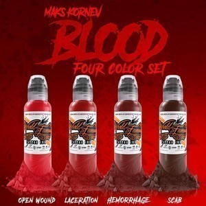 World Famous Tattoo Ink - Maks Kornevs Blood Color Set - 4 Bottles
