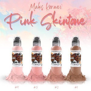 World Famous Tattoo Ink - Maks Kornevs Pink Skintone Set - 4 Bottles